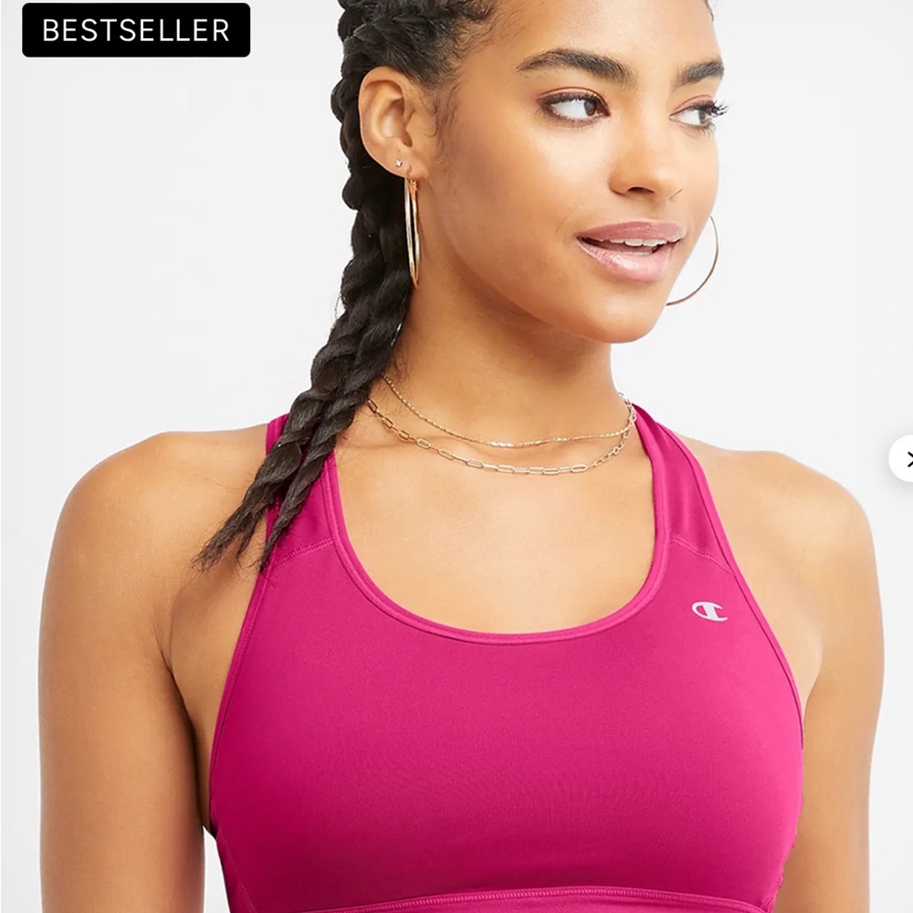 New Champion Compression Sports Bra, C Logo color Fantastic Fuchsia M/L